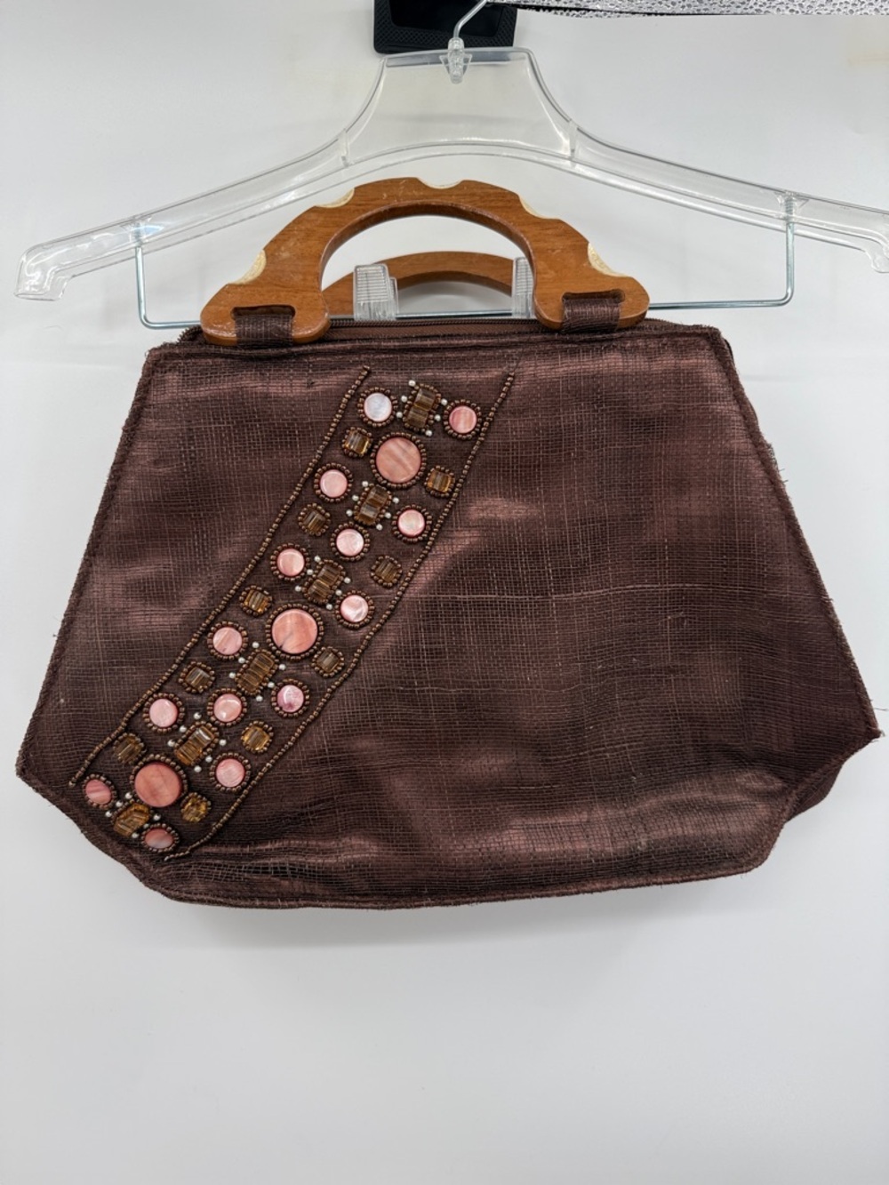 Vintage Bellini Wood Handled Clutch Handbag